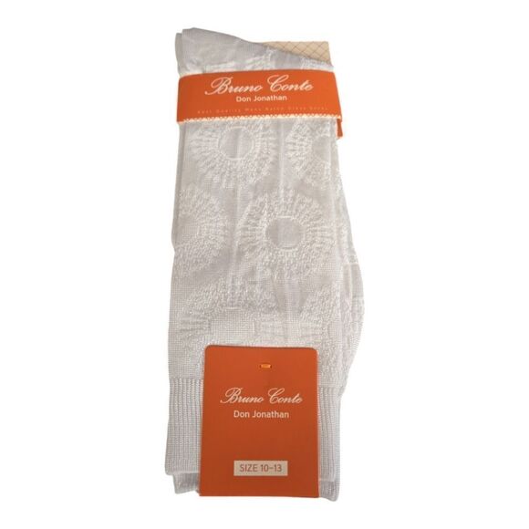 BRUNO CONTE MEN'S WHITE SILKY DRESS SOCK FASHION COLORS. BCS2004. - Picture 2 of 3